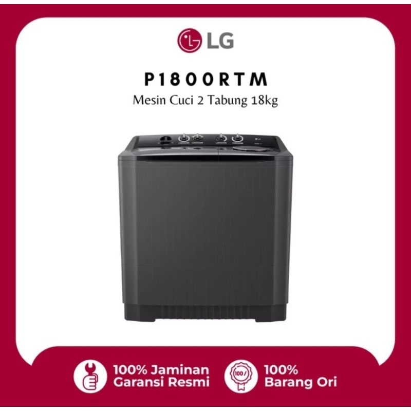 MESIN CUCI LG 18KG 2TABUNG MESINCUCI LG 18 KG 2 TABUNG P1800