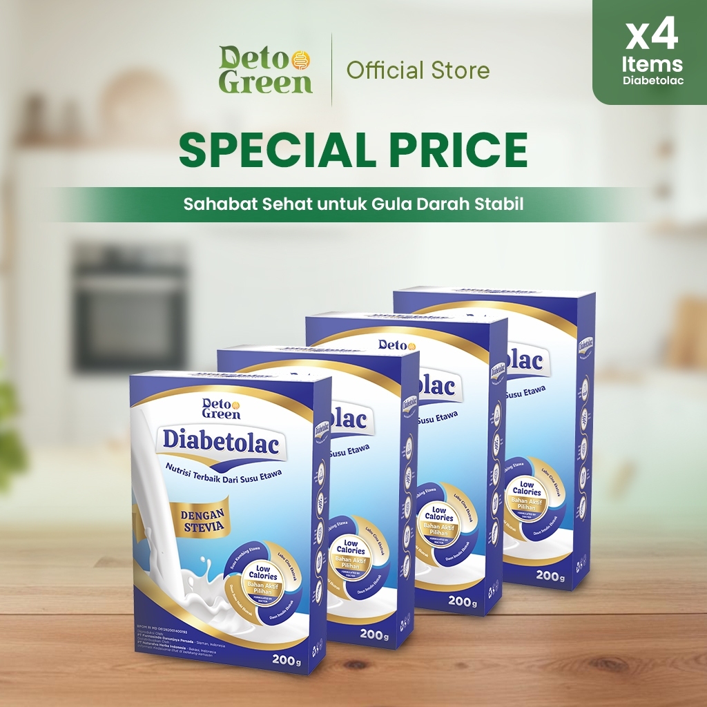 

(SPECIAL PRICE) DIABETOLAC Paket 4 Susu Kambing Etawa Manis Alami Stevia Rendah Kalori