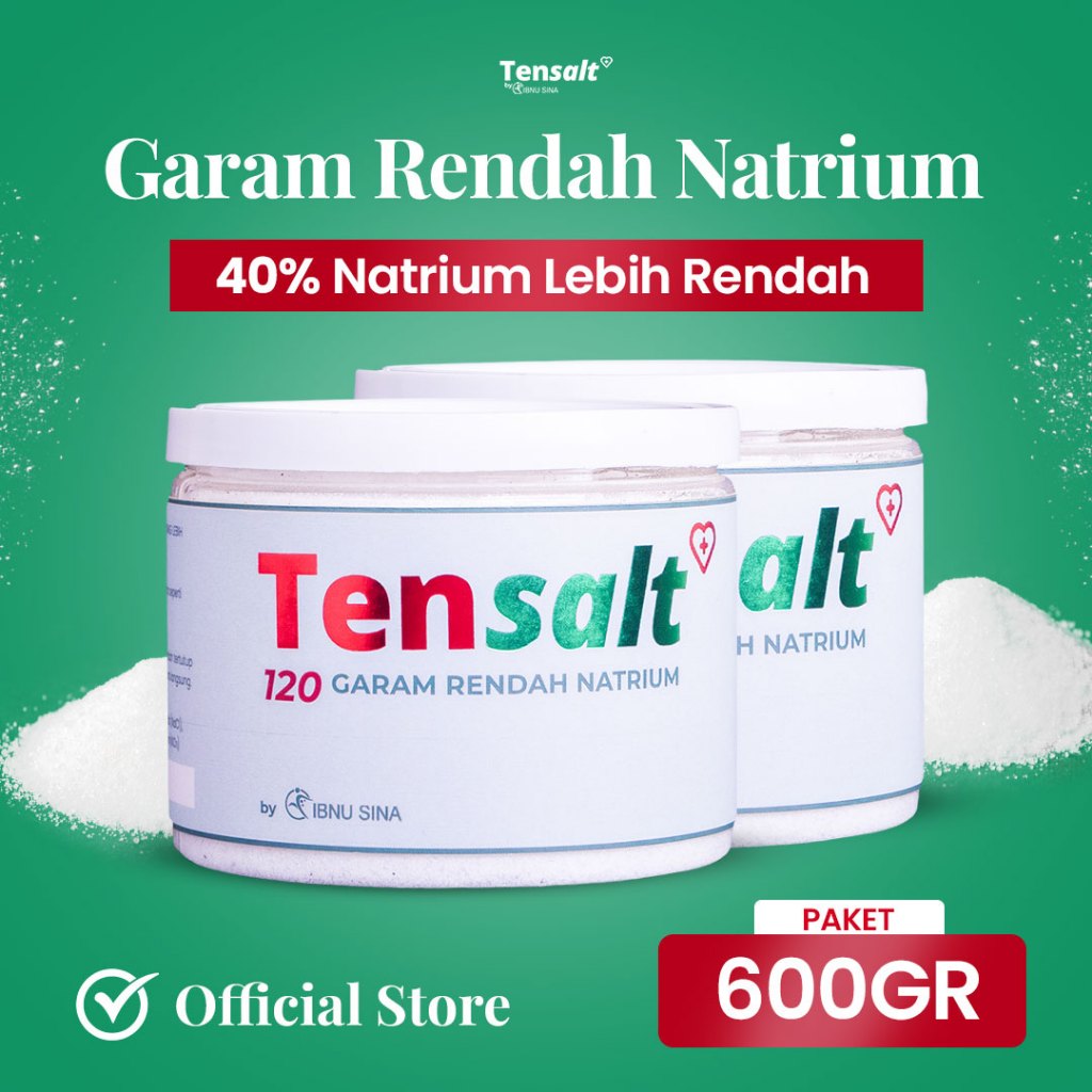 

TenSalt 600gr By Ibnu Sina Garam Rendah Natrium Untuk penderita Hipertensi