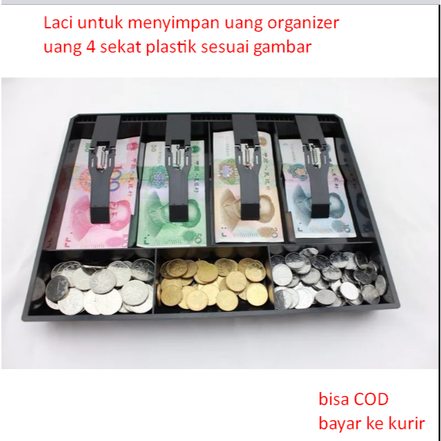 Laci untuk menyimpan uang organizer uang 4 sekat plastik sesuai gambar