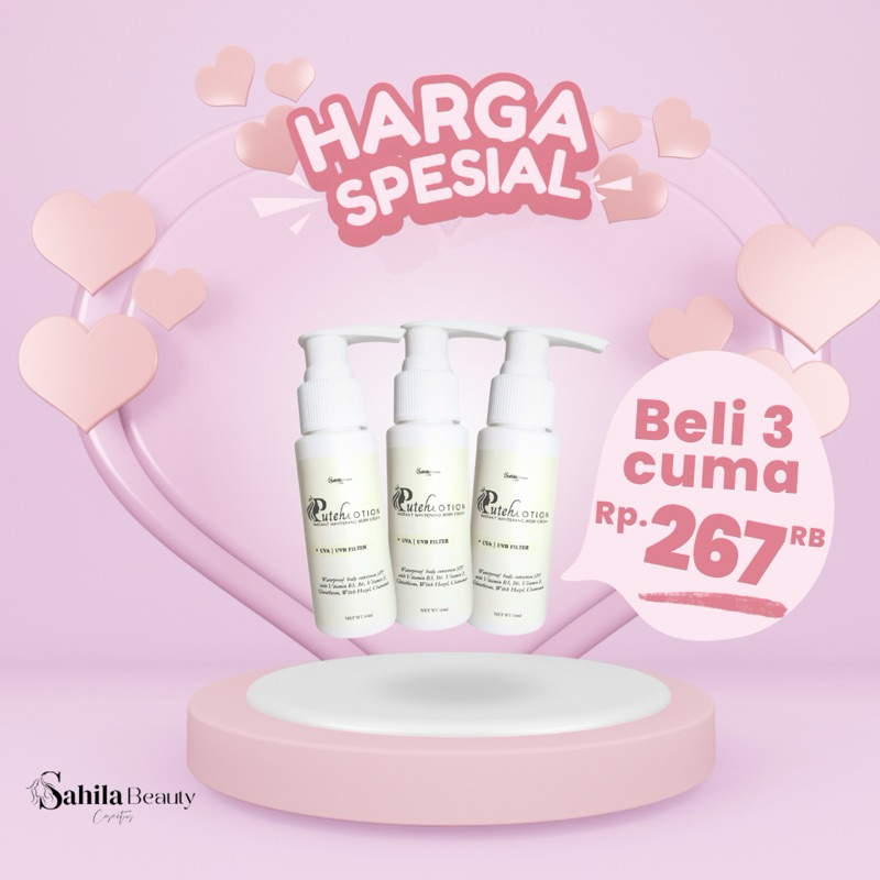 SBC - Paket Bundling Isi 3 Puteh Lotion Tone Up Memutihkan Dalam 1x Pemakaian