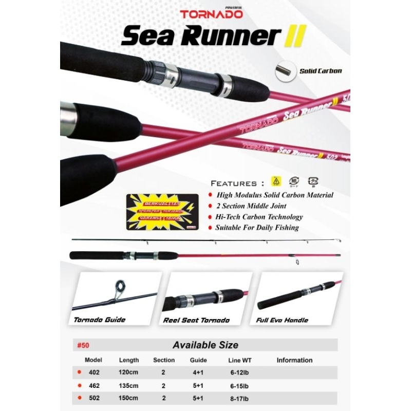Joran Pancing Tornado Sea Runner II Solid Carbon 120 135 150cm