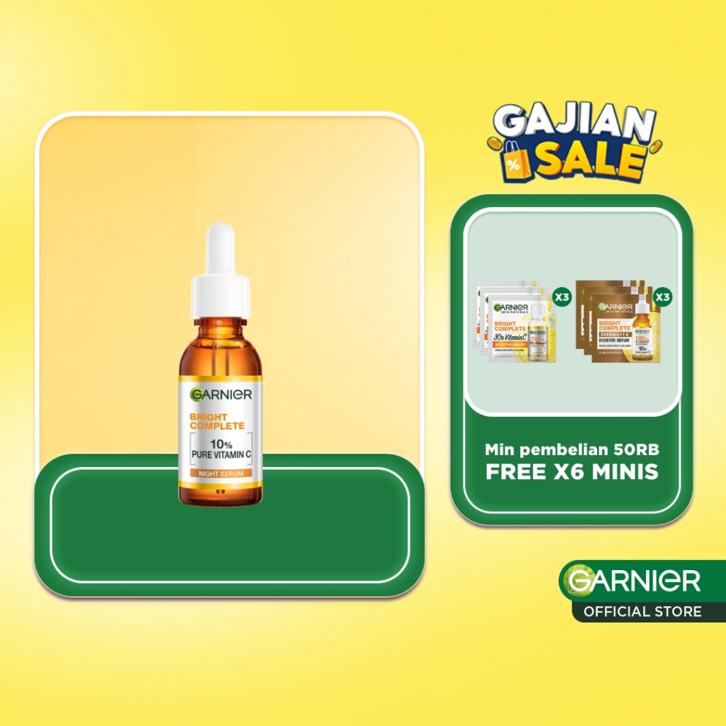 Garnier Bright Complete Overnight Vitamin C Serum 30 ml - Serum Malam Vitamin C Mencerahkan (Skincar