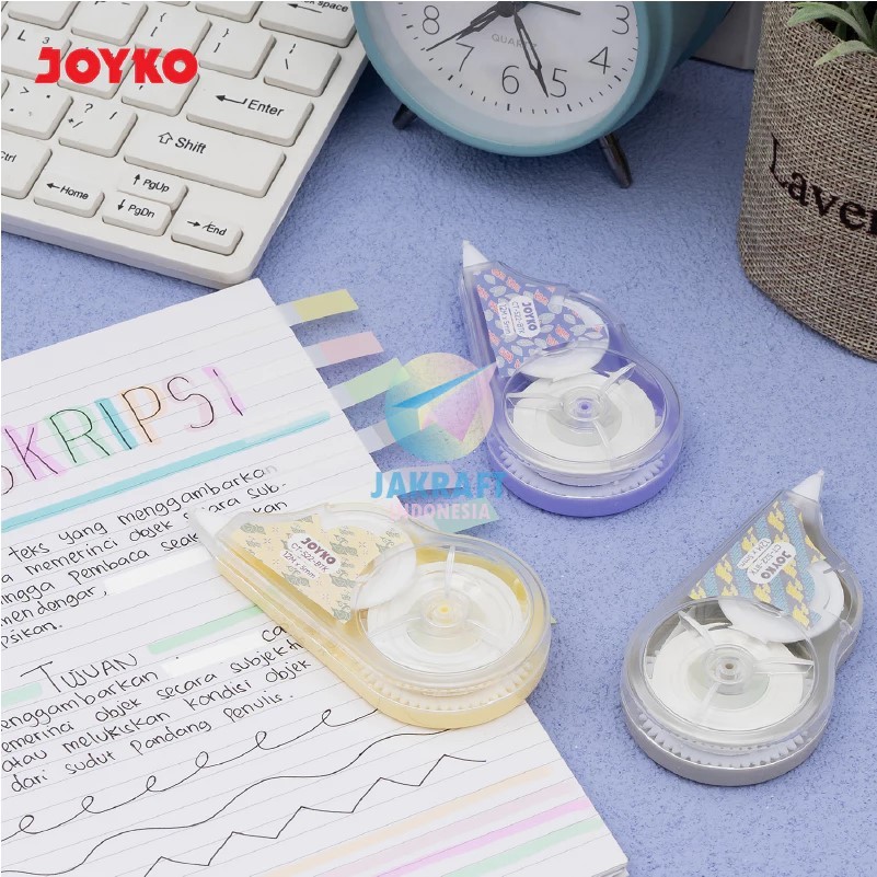 

(1 Pcs) Correction Tape JOYKO CT-522-BTK Warna Batik Pastel Tip-X Tip Ex Pita 12 Meter isi Lebih Banyak Long Life