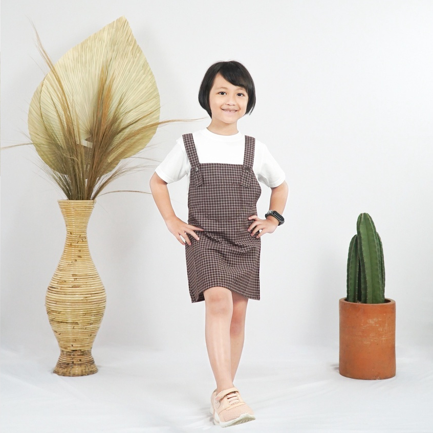 Madia Overall Gingham Kotak-kotak Anak Perempuan - OB