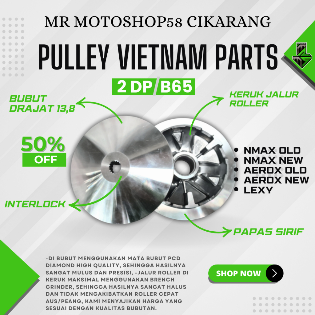 BIG PULLEY NMAX PULLEY CODE B65 AEROX 2 DP RUMAH ROLLER NMAX AEROX LEXY PULLEY AEROX 155 NMAX 155