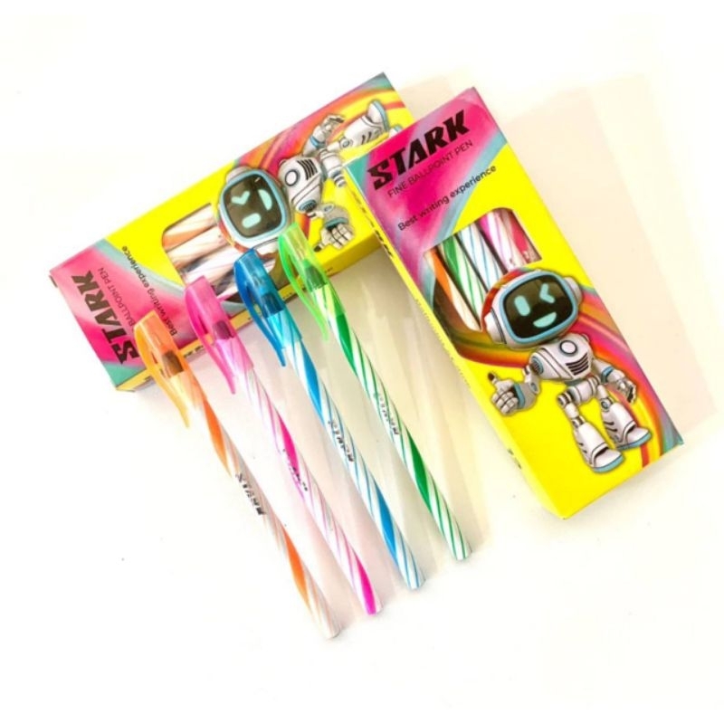 

12 Pcs - 1 Lusin Pena Pulpen Rainbow Stark Bulpoin Pulpen Alat Tulis