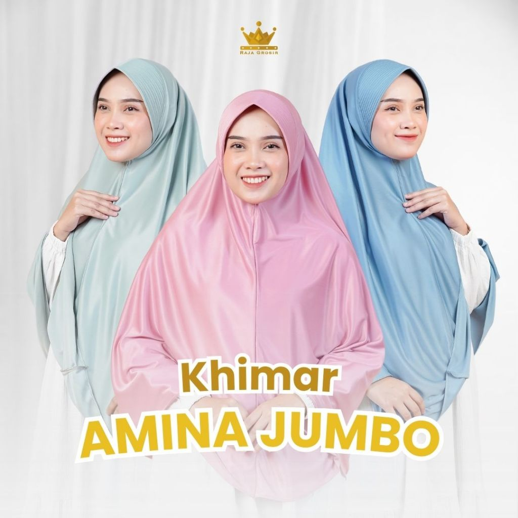 Kerudung Amina Khimar Non Jersey Jumbo Hijab bergo Instan Panjang