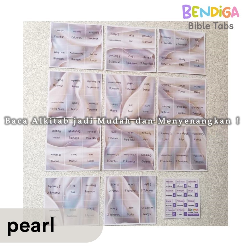 

[BENDIGA GBU- PEARL NATURE] Stiker Penanda Index Alkitab Sticker Bible Tabs Index 66 Dua Bahasa Inggris 66pcs Laminated BIBLE TABS INDEX Sticker Index Alkitab