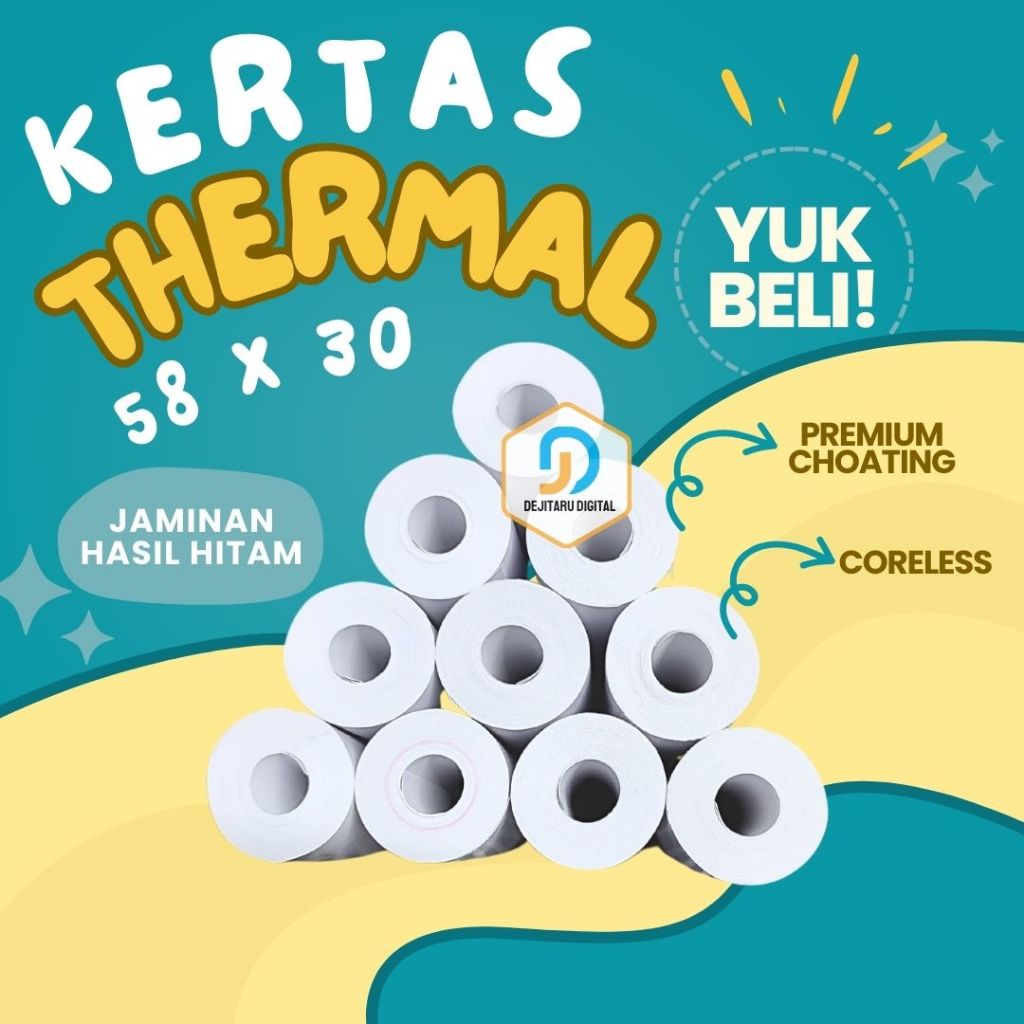 

KERTAS STRUK THERMAL 57x30 / 58x30 EDC THERMAL PRINTER MINI BLUETOOTH 58MM CORELESS