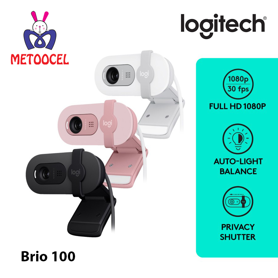 Logitech Brio 100 Webcam Full HD Shutter Privacy & Built-in Microphone