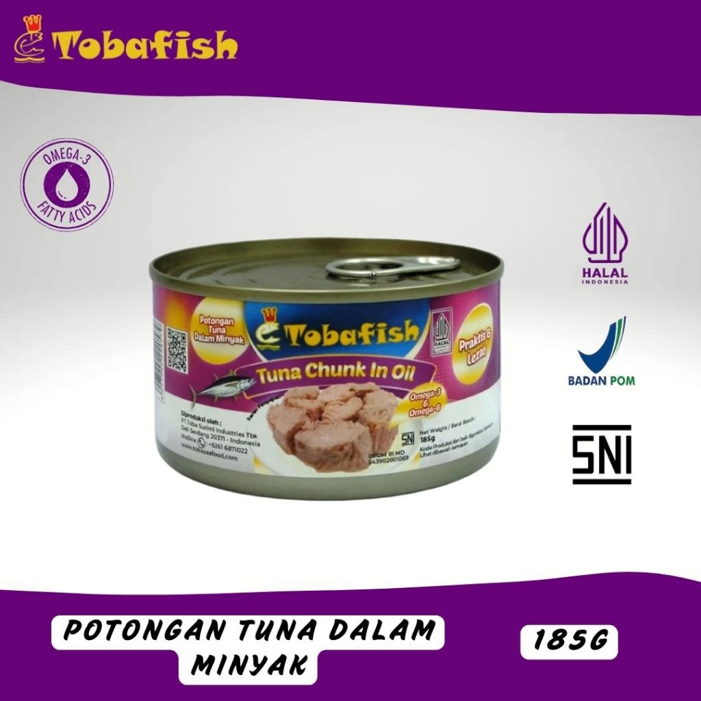 

Tuna Kaleng dalam Larutan Minyak / Tuna Can Chunk in Oil - 185 gram / Canned Tuna Tobafish