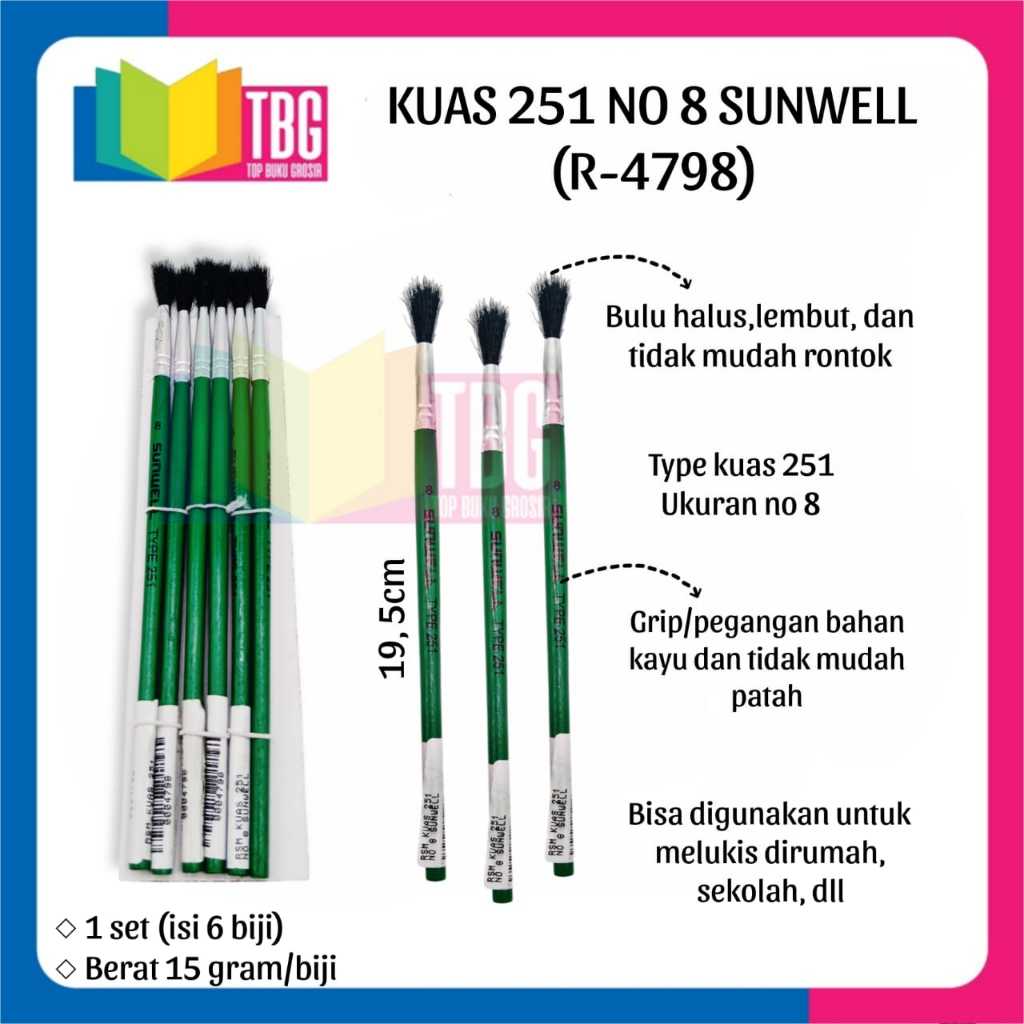 

1 PCS KUAS 251 NO 8 SUNWELL / KUAS LUKIS SUNWELL / BRUSH (R-4798)