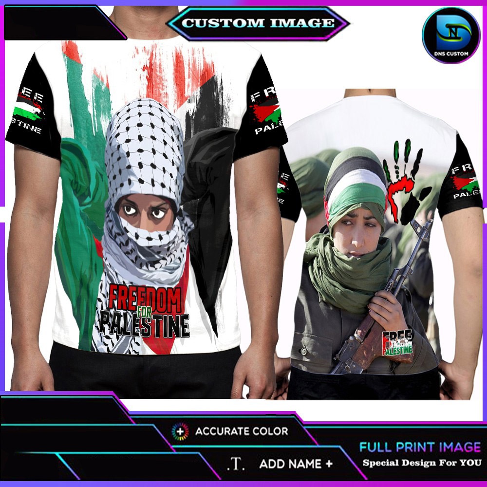 Kaos Pria Save Palestine Custom Nikename || Baju Kaos Palestine Dewasa/Anak Terbaru BISA COD