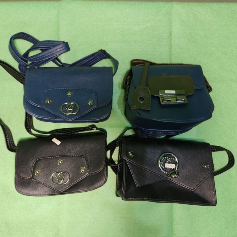 Tas Tangan Hitam Biru dengan Logo Celine Gucci