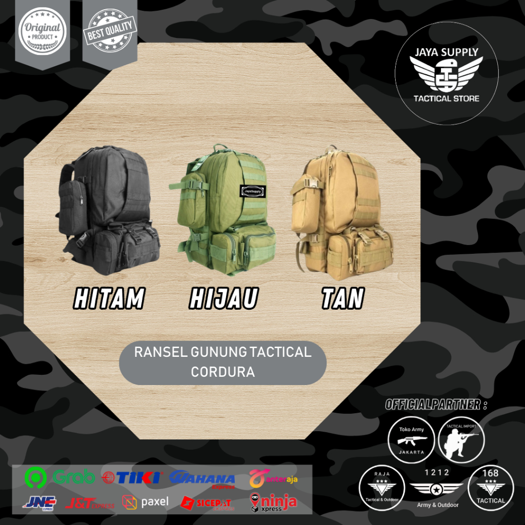 Ransel Army Gunung Camping 3in1 Tas Anak 60L Tentara Tactical Cordura Original Import