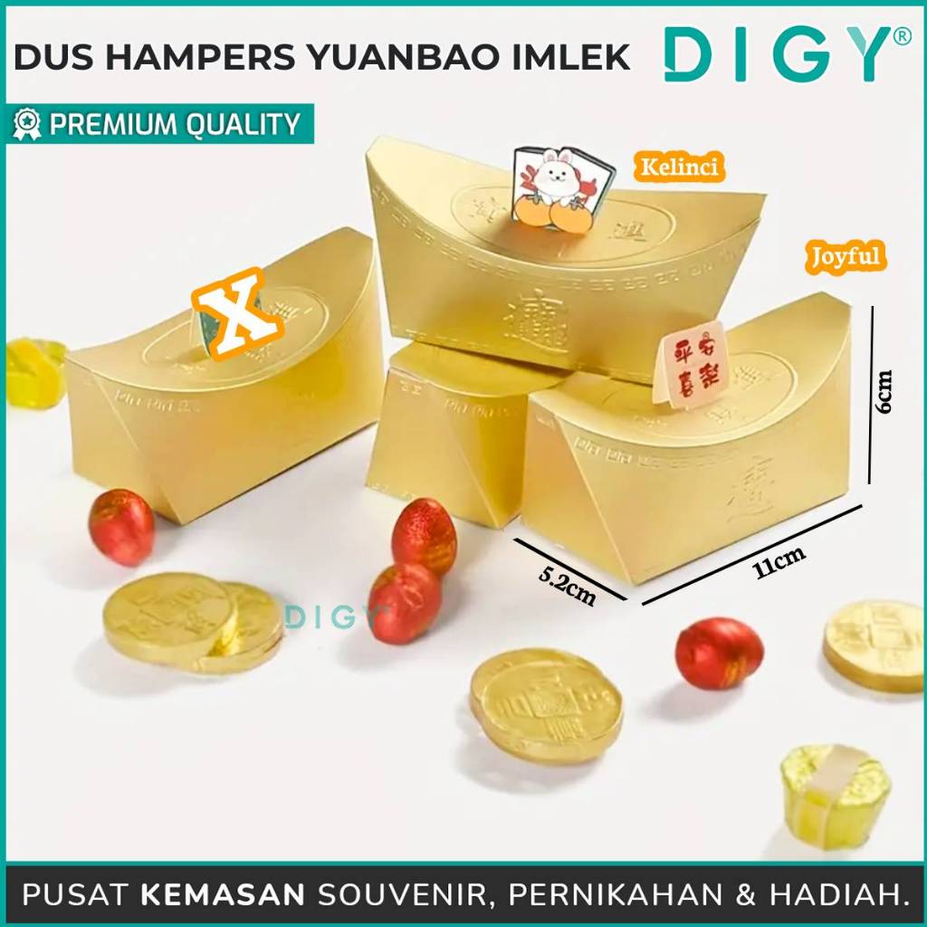 

Dus Hampers Yuanbao Imlek / Box Souvenir Permen Coklat / Box Mini Yuanbao / Hiasan Imlek / Box Hampers