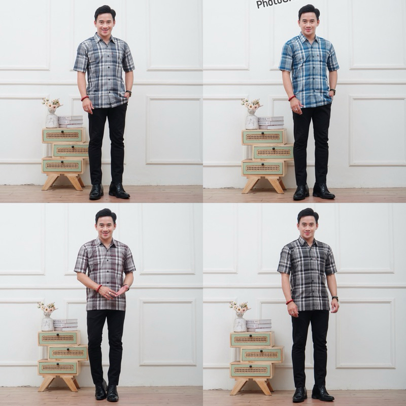 HEM POLYNOSIC/KEMEJA LENGAN PENDEK/KEMEJA VIRAL/BAJU PAKAIAN PRIA/HEM POLINOSIK MOTIF KOTAK