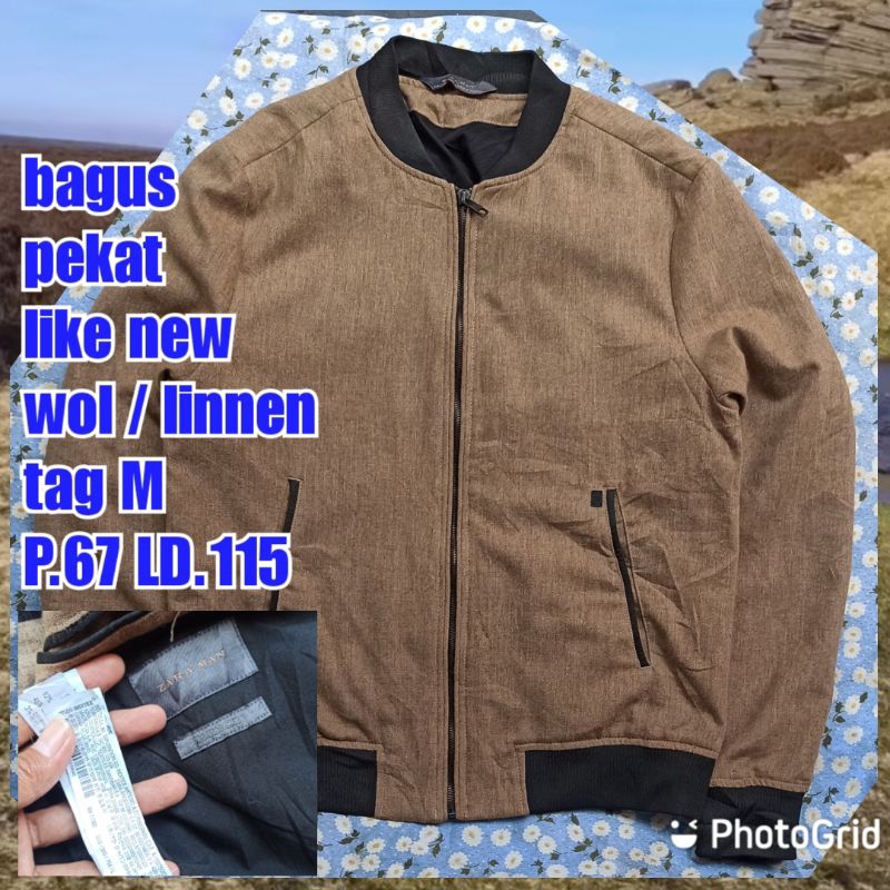 jaket work kerja casual bomber zara man linnen / wol