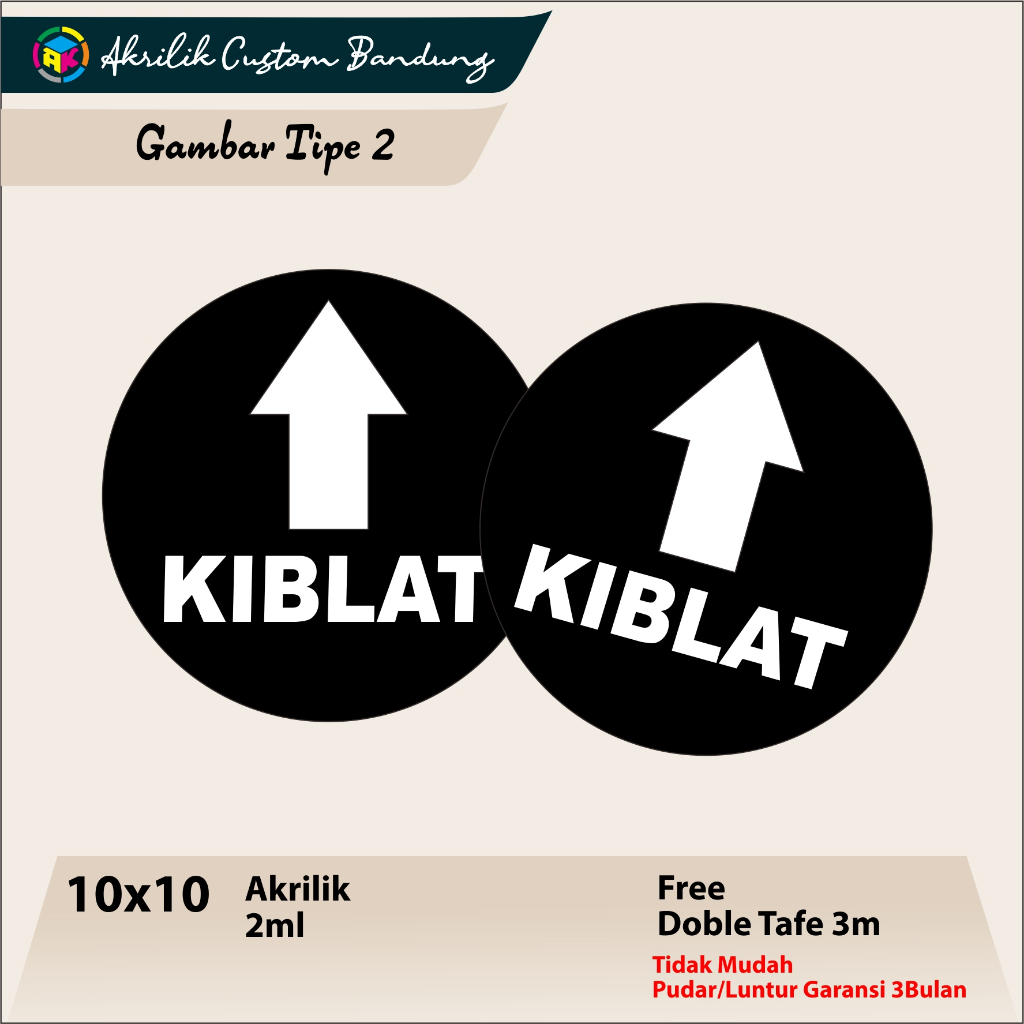 

AKRILIK ARAH KIBLAT BULAT ACRYLIC ARAH KIBLAT SIGN CUSTOM