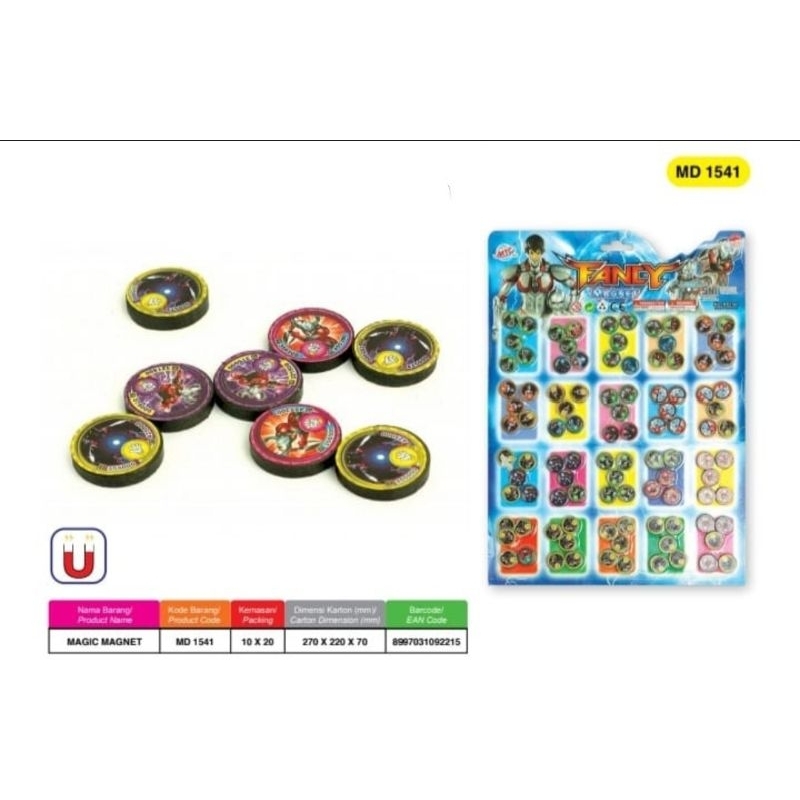 (5 lembar ) MD 1541 MAINAN MAGNET KANCING BULAT BERGAMBAR KECIL ISI 5PCS