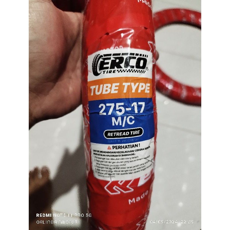 BAN ERCO 275-17 TUBE TYPE/BAN ERCO 80/90-17 NON TUBLES/BAN ERCO BELAKANG SUPRA FIT/BAN BELAKANG REVO