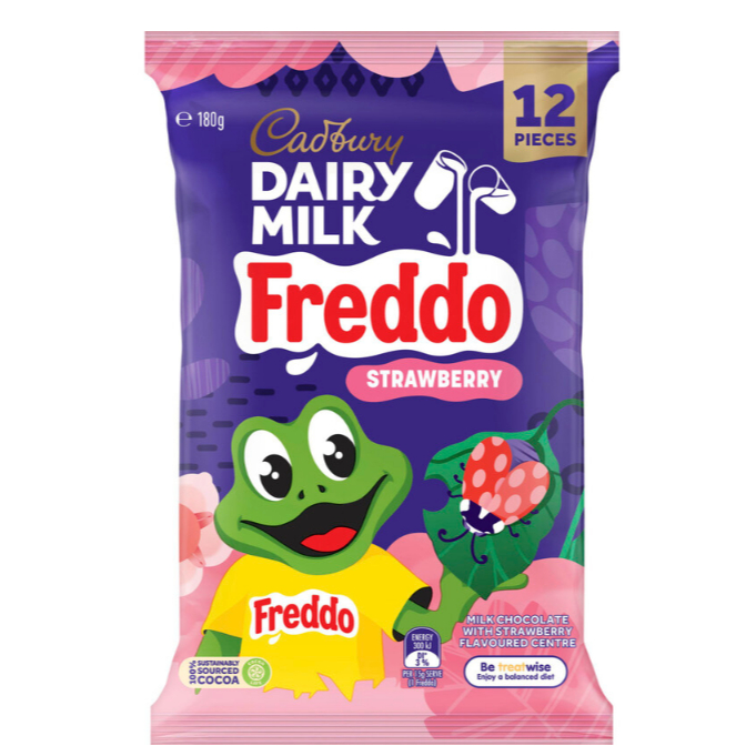 

Cadbury Dairy Milk Chocolate Freddo Strawberry Sharepack 12 Pack | 180g