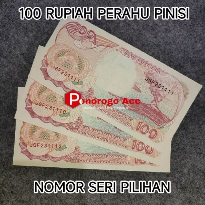 Koleksi pilihan uang lama 100 rupiah perahu pinisi nomor seri bagus unik nomor seri bagus ganjil gen