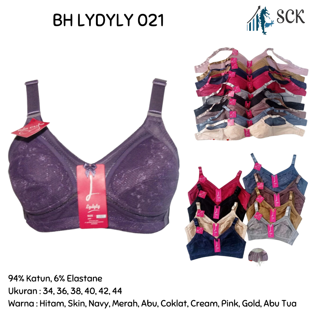 BH LYDYLY L-021 / BH LYDYLY Katun BH L 021 Tanpa Busa Tidak Kawat 2 Ukuran 34-44 - sckmenwear GROSIR