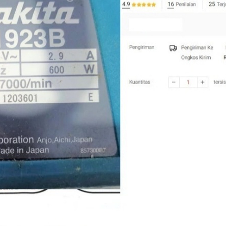 

Mesin Serut N 1923 B Makita Ketam Planner Pasah Kayu N1923B