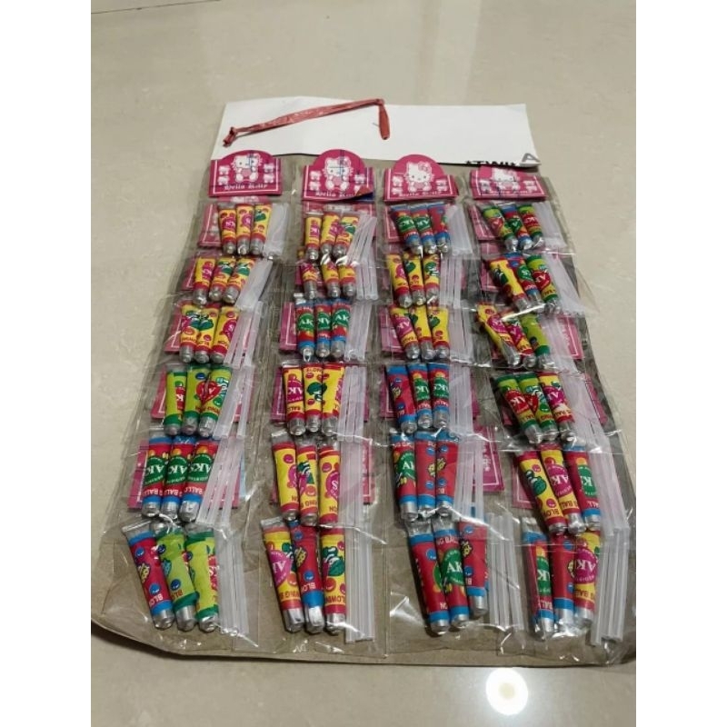 20pcs Isi 60 Balon Tiup Sedotan Kecil Mainan Jadul Balon Renteng Renceng Ecer 1000an