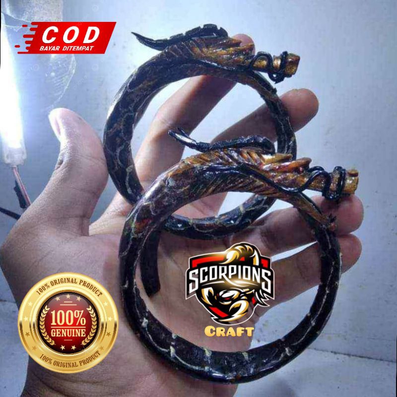 GELANG AKAR BAHAR MERAH ASLI UKIR NAGA GALAK ORIGINAL 100% BAHAR