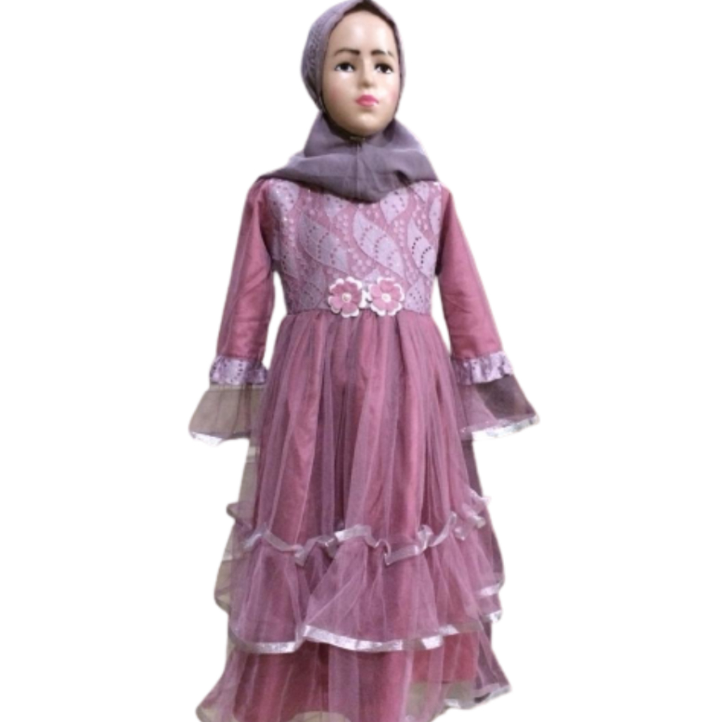 gamis anak tile  | baju pesta muslim usia 4-9 th | gaun  ulang tahun