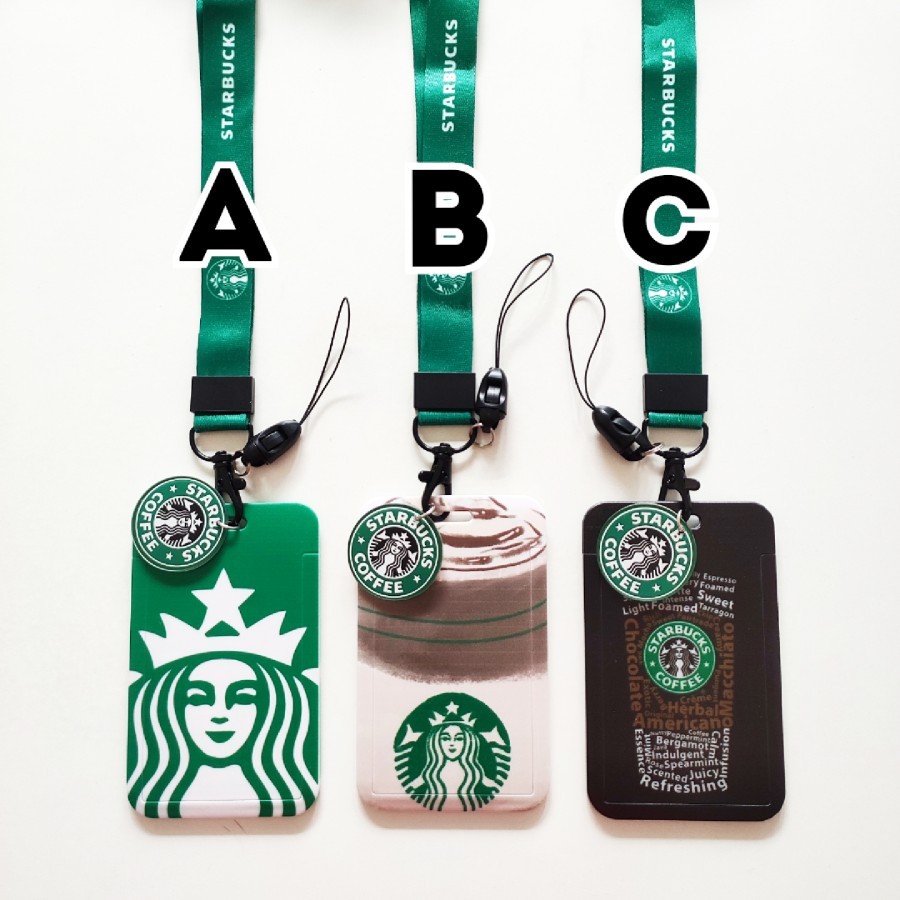 

BW76 ID Card Holder Name Tag Lanyard / Kalung Kartu Logo Starbucks Coffee - Kode D