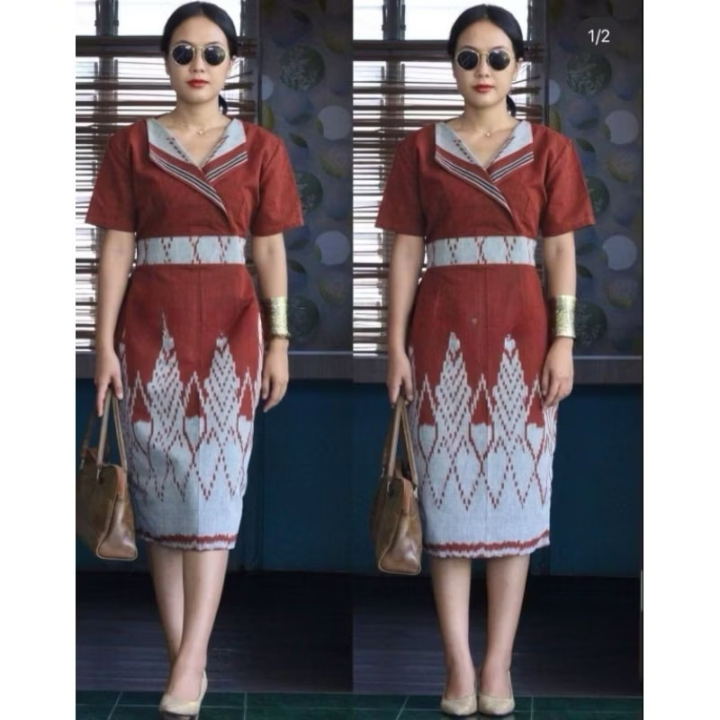 Dress tenun - Dress pesta - Dress tenun wanita baju tenun wanita tenun jepara