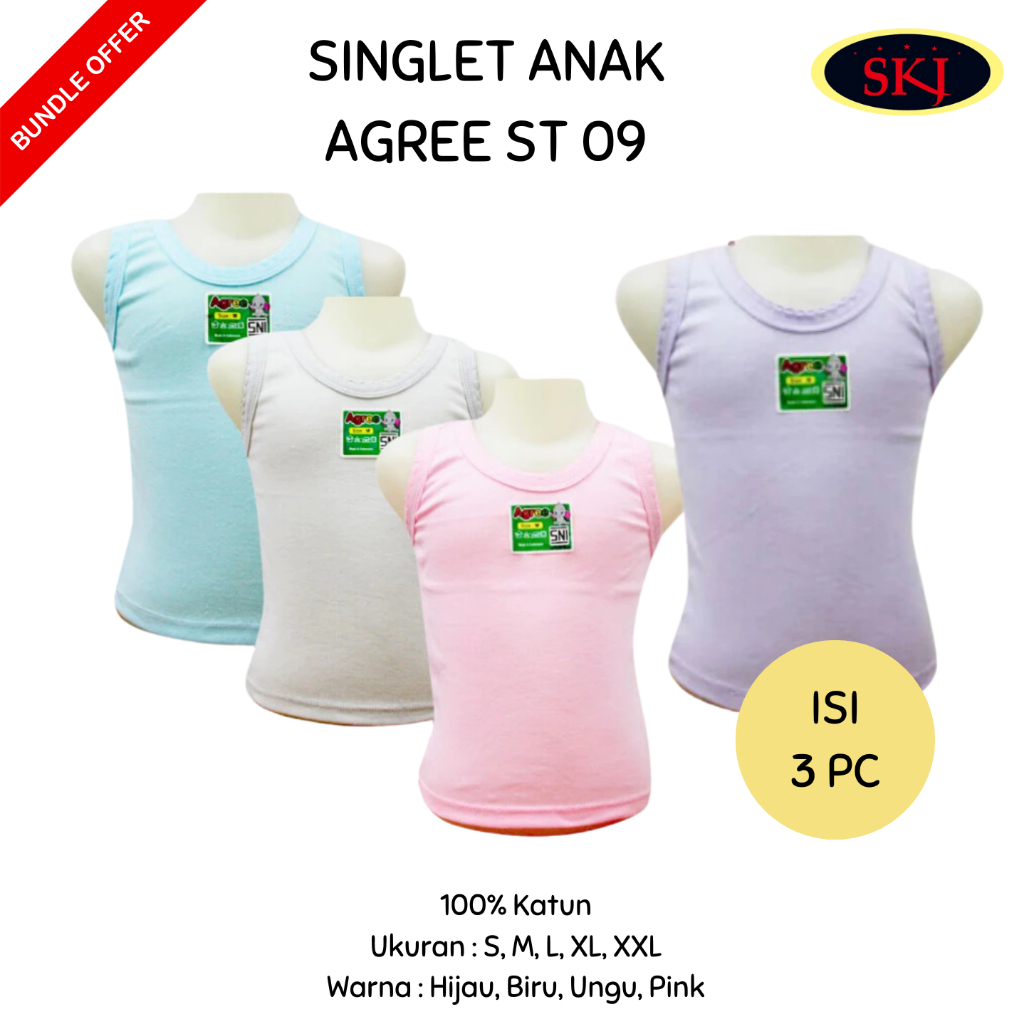 [ISI 3] Singlet AGREE Kids ST 09 / Kaos Anak AGREE Singlet / Kaos AGREE warna