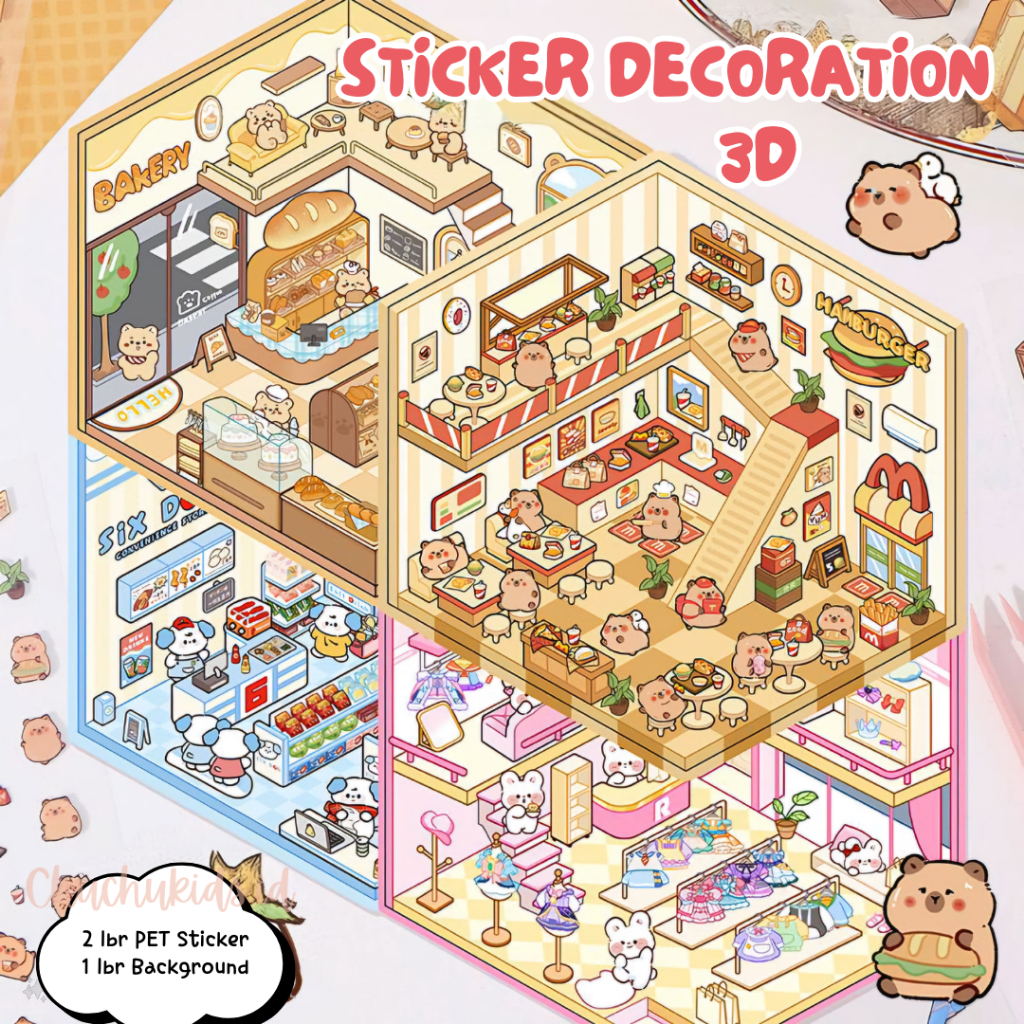 

Stiker 3D Rumah Dekorasi Ruangan Room Decoration Korean Sticker Landscaping Mainan Anak Lucu DIY