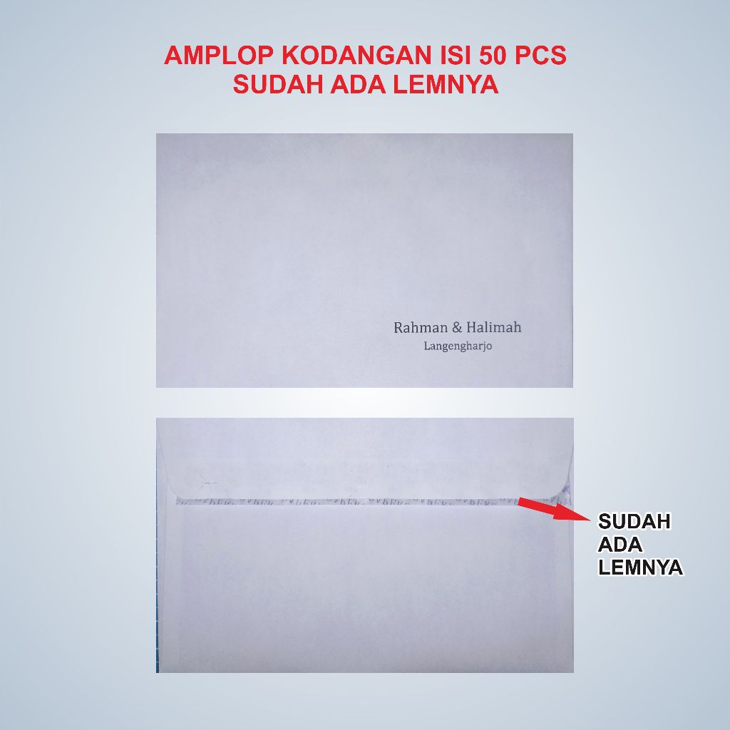 

Amplop kondangan free request nama dan alamat sudah ada lem.nya