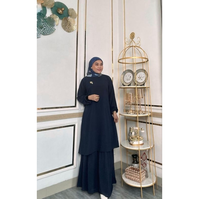 Cuci Gudang Gamis Malaysia Anggun/Melayu Ceruty Polos