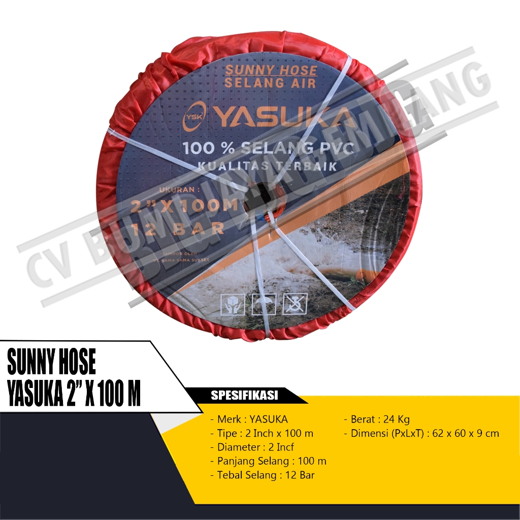 SELANG AIR BUANG / SUNNY HOSE YASUKA 2 INCH X 100 METER PVC