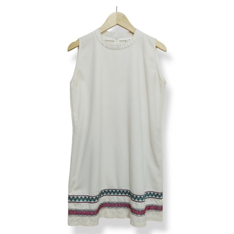 DRESS PUTIH TANPA LENGAN BORDIR ETHIC BOHEMIAN SIZE L  MINIMALIST  SKU 294