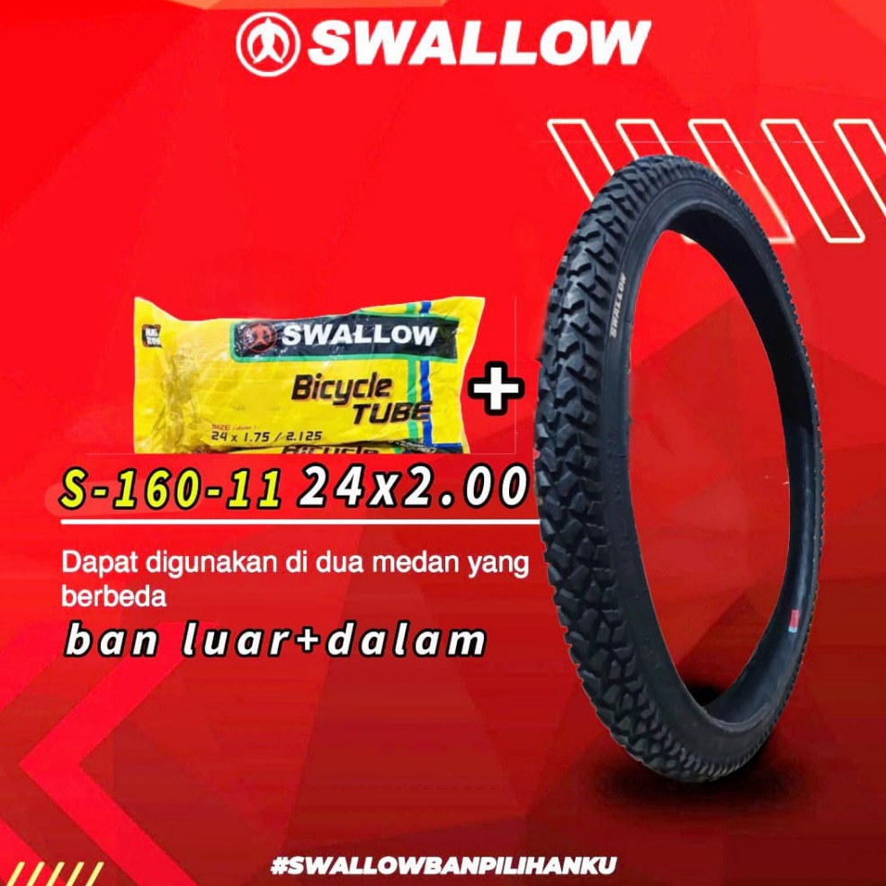ban sepeda MTB 24 x 2.00 swallow Luar dalam untuk semua sepeda