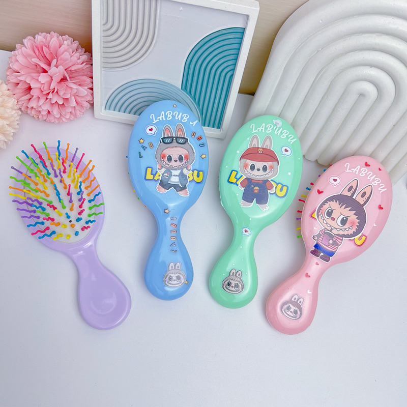 SISIR LABUBU RAINBOW WET BRUSH SISIR RAMBUT ANAK ANTI KUSUT MOTIF LABUBU RAINBOW STIKER LUCU TERMURA