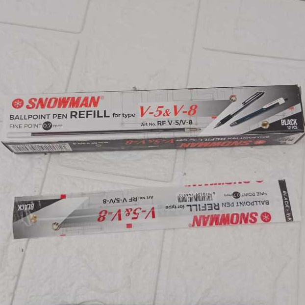 

(12PCS) Refill Pen Snowman V5 Isi Pulpen Hitam 0.7 mm
