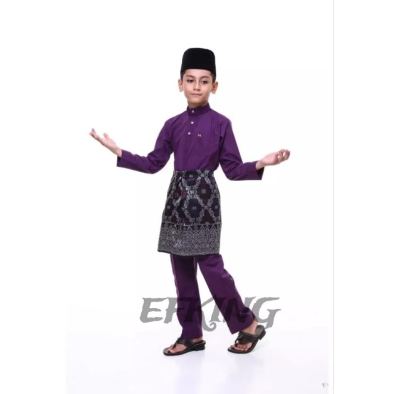 Baju Kurung Melayu Teluk Belanga Anak Laki Laki Setelan Bahan Katun Toyobo Pakaian Koko Muslim Pria 