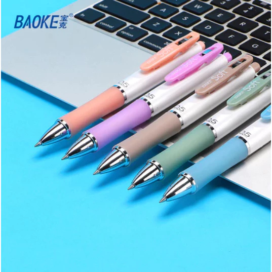 

BAOKE Gel Pen / Pulpen Gel Retractable 5 Warna Halus Gel Pena 0.5mm Pegangan Karet PC3968