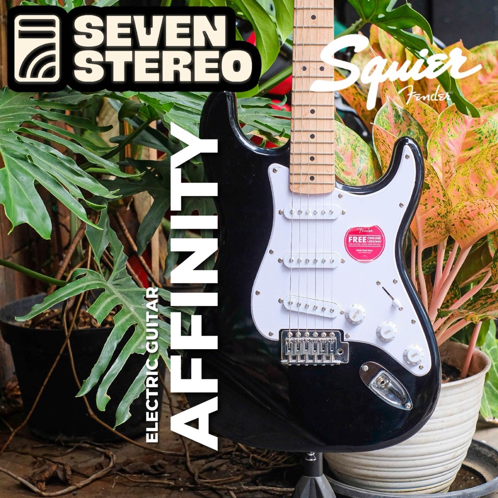 Squier Affinity Series Stratocaster Electric Guitar Maple FB Black Electric Guitar