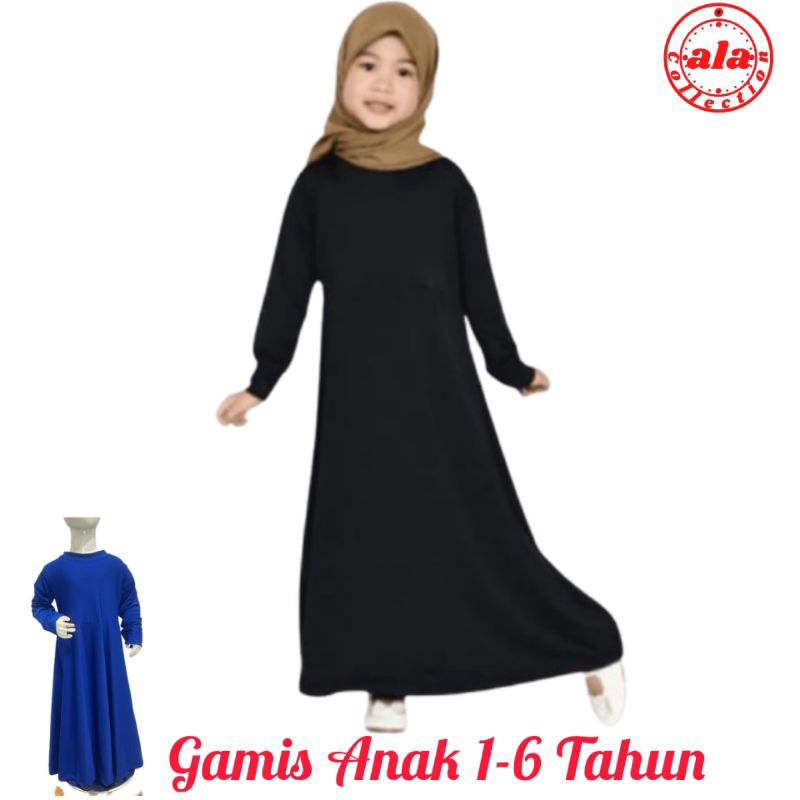 Gamis Anak Polos 1-6 Tahun Jersey Premium