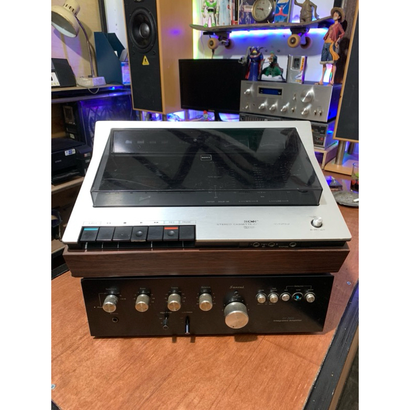 tapedeck sony tc137sd + amplifier sansui au2900 satu set