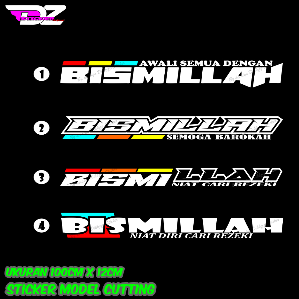 Sticker cutting kaca bismillah depan stiker kaca mobil truck canter l300 universal 100cm
